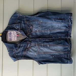 Akoo Mens Dark Blue Denim Vest Sz 3XL